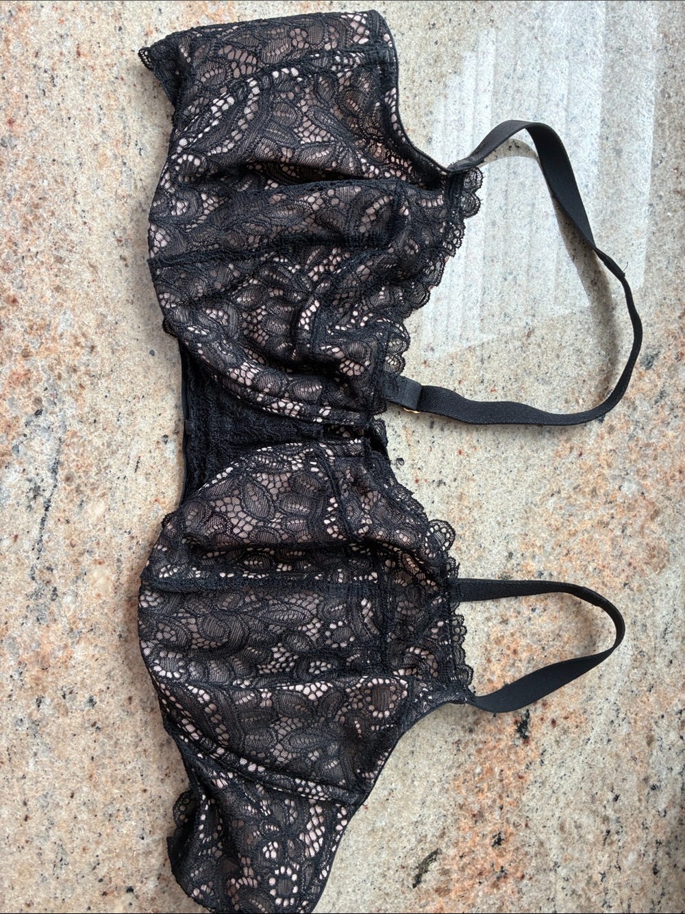 Soma Black Sheer Floral Lace Underwire Bra 42C